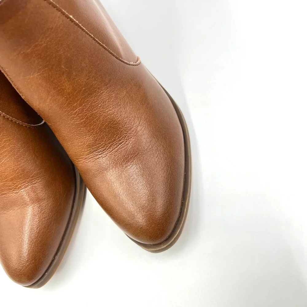 Universal Thread Size‎ 6 Cognac Brown Faux Vegan Leather Block Heel Ankle Boots
